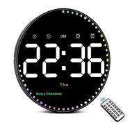 Sukeen Reloj de Pared Digital de 25 cm, Reloj Despertador Digital de Pared Grande, Reloj de Pared con Control Remoto con Fecha/Temp/Temporizador/Cuenta Regresiva/2 Alarmas/Festival, Reloj LED para
