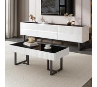 SUKY Conjunto de muebles de salón moderno y minimalista con rayas blancas y negras, 170 x 35 x 47 x 110 x 50,5 x 41 cm (largo x ancho x alto)