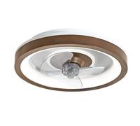 Sulion-Ventilador de Techo SIMUN con Luz LED - Tipo Plafón, Ø48cm, Madera Natural Paulownia, Motor DC Silencioso, Regulable, Función Verano/Invierno, Temporizador