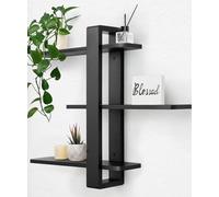 SUMGAR Estantería Pared de 3 Niveles Deslizables, Baldas Flotantes Negra | 50cm Estanteria Flotante Pared, Repisas de Pared, Almacenaje, Decoración, Estante Flotante para Fotos, para Salón, Dormitorio