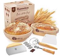 Suministros para hornear pan de masa fermentada y canastas de prueba, un kit completo para hacer pan que incluye panecillos redondos y de 11 pulgadas ovalados de ratán, col de pan, bandejas de pan y
