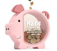 Summidate Hucha Personalizada de Madera para Niñas, Gran Hucha de Dinero irrompible para Niños y Chicos, Caja de Ahorro de Billetes y Monedas, Huchas Personalizadas de Madera para Niños para