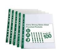 SUMMIT Fundas perforadas de polietileno A4, cristal transparente, 100 carteras de plástico