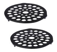 SUMNACON Paquete de 2 salvamanteles de hierro fundido para horno holandés presazonado, soporte redondo de 20,5 cm, soporte de rejilla resistente para sartenes, soporte negro para alimentos para horno