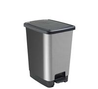 SUNDIS Cover Bin, cubo de basura con pedal, 30 L de capacidad, plástico reciclado, patrón de carbón, con asas para colgar y esconder la bolsa, para cocina, oficina, lavadero, garaje, taller, baño