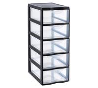 SUNDIS Orgamix, archivador de plástico con cajones, 5 cajones transparentes en formato A4, altura de 61 cm, ideal para guardar libros, cursos, documentos, accesorios y complementos