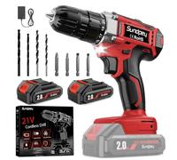 Sundpey 45Nm Taladro Atornillador Bateria con 2x2.0Ah para Hogar Bricolaje | 21V Destornillador Electrico, Apto para Baterías Makita, 1600 RPM, 25+1 Ajustes, 2 Velocidad, Portabrocas 10mm, Inalámbrico