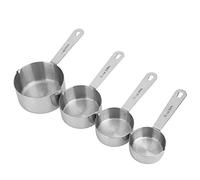 SUNGOOYUE Juego de Tazas Medidoras de Acero Inoxidable con Cucharas Medidoras 4 Piezas Acabado Cepillado Escamas Grabadas Transparentes Caño Inclinado Anillo Extraíble para Hornear Cocinar Cocineros