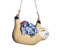 SUNGOOYUE Maceta Colgante de Cerámica, Maceta con Forma de Animal Perezoso, 21 X 18 X 12,5 Cm, Macetero Grande para Suculentas, Diseño Redondo Azul Gris para Decoración de Interiores y Exteriores,