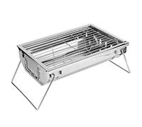SUNGOOYUE Parrilla Plegable de Carbón, 13.1x8.9x3.1in de Sobremesa | Estufa portátil plegable plana, ligera de 42,7 oz, flujo de aire de ventilación lateral, ahumador de acero inoxidable,