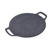 SUNGOOYUE Sartén para Parrilla Coreana, Plancha Coreana de Aluminio Fundido a Presión, 34 Cm, Revestimiento de 6 Capas, Asas Dobles, Superficie Curvada y Estriada para Fiestas de Barbacoa, Cocina en