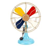 SUNGOOYUE Ventilador de Escritorio de Hierro Vintage, Modelo Decorativo | Aspas Giratorias Retro Clásicas, Base Ancha de Hierro Estable, Expositor de Bar Café Tienda, Decoración de Estante de Mesa