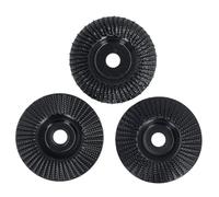 Sunicon - Juego de 3 muelas abrasivas para madera, color negro, 100 mm de diámetro, 16 mm de diámetro interior, disco de talla de madera de arco oblicuo plano para cortar, dar