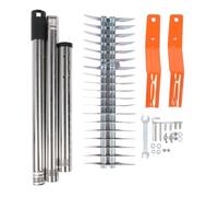 Sunicon Rastrillo para paja, 14,7 pulgadas, acero al carbono, acero inoxidable, resistente rastrillo para césped con mango para limpiar césped muerto, jardín (3 Sections)