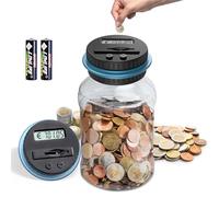 SUNJULY Hucha Contadora de Monedas, Hucha Grande de 1,8 L, Hucha Electrónica con Pantalla LCD Ahorro de Dinero en Euros, Hucha Digital con Contador Transparente Automático, Regalo para Niños y Adultos