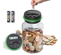 SUNJULY Hucha Contadora de Monedas, Hucha Grande de 1,8 L, Hucha Electrónica con Pantalla LCD Ahorro de Dinero en Euros, Hucha Digital con Contador Transparente Automático, Regalo para Niños y Adultos
