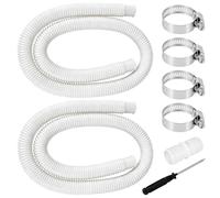 SUNJULY Lot de 2 tubos de piscina de 32 mm, 1,5 m, para bomba de piscina, con 4 clips de seguridad y 1 conector de tubo, tubo de piscina para bomba de filtro y piscina (blanco)