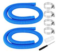 SUNJULY Manguera de Piscina 32 mm - 2 Unidades de 1,5 m con 4 Clips de Seguridad y Conector para Bomba