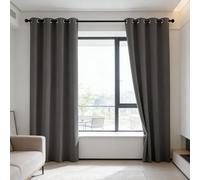 SUNLIMEI Cortinas Opacas 90 x 180 cm Frío y Calor Opacas Blackout Cortina Dormitorio Opaca con Ojales, Modernas, Elegantes, 1 Piezas para Dormitorio, Salón y Cocina, Gris Oscuro