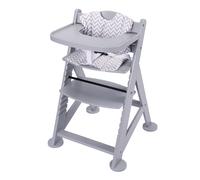 Sunny Fynn Trona de madera, gris | Trona para bebes/ninos con bandeja extraible, juego de cojines y cinturon de seguridad | a partir de los 9 meses aproximadamente - 55,5 x 55 x 80 cm