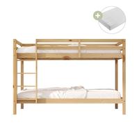 Sunny Jip Literas, beige | LPara ninos - 2 colchones hibridos de 90 x 200 incluidos (14 cm, espuma hibrida, funda de poliester) | Dimensiones totales: 208 x 97 x 140 cm