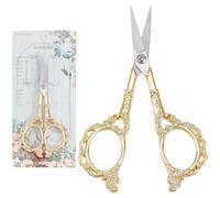SUNNYCLUE Tijeras de Costura Vintage Doradas, Tijeras de Bordado de Flores de Acero Inoxidable, Tijeras para Cortar Tela, Herramientas de Costura, para Detalles Florales, Estilo Antiguo Europeo
