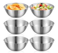 SUNOYA Tazón de acero inoxidable, tazones para mezclar, ensaladeras, tazón de metal, tazón de acero inoxidable con escala para mezclar ensalada de frutas, arroz y pasta (6)