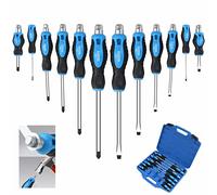 Sunplux Juego de destornilladores magnéticos de 12 piezas, juego de destornilladores resistentes, cuchillas de acero, alto par de torsión 6 Phillips y 6 puntas planas con funda