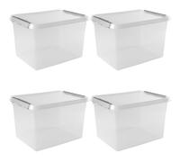 Sunware Comfort Line - Caja de almacenamiento (22 L, 40 x 30 x 26 cm, 4 unidades, caja de almacenamiento de plástico con tapa, apta para ropa, juguetes, material de bricolaje y mucho más