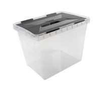 Sunware Onyx Caja De Almacenamiento 40L - 49,4x32,3x36,3 cm - Transparente Antracita - Con Tapa Apilable