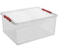Sunware Q-Line Box - Caja (120 L, 80 x 50 x 38 cm), color rojo y transparente