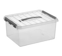 Sunware Q-line Caja De Almacenamiento 52L - 50x40x38 cm - Set De 3 - Transparente Metalizada - Apilable Con Tapa