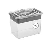 Sunware Q-line Caja De Almacenamiento 9L - 30x20x22,3 cm - Con Bandeja Interior - Transparente Metalizada - Caja Con Tapa