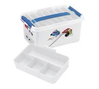 Sunware Q-line Caja De Costura 6L - 30x20x14,5 cm - Con Bandeja Interior - Blanca Azul - Caja De Almacenamiento