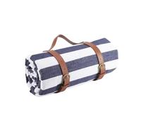 SUODEBYY Esterilla Playa Mantas de Picnic al Aire Libre Esteras Plegables | Almohadilla de camping con mango de cuero Playa impermeable(White Strip,200x300cm)