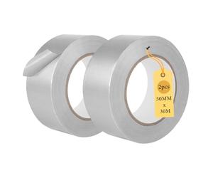 SUPAWAY 2 Rollos de Cinta de Tela Plateado 50 mm x 30 m, Cinta Reparadora Resistente al Agua, Cinta Universal de Uso Interior y Exterior, Fuerte, Ideal para Reparaciones y Proyectos de Bricolaj