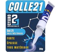 Super Glue Colle21 GEL - 20g | Pegamento de Cianoacrilato en Gel Extra Fuerte - Adhesión precisa incluso en superficies verticales