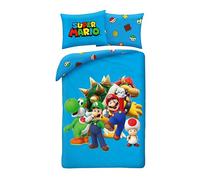 Super Mario Funda Nórdica Cama 90 140x200 + Funda Almohada Azul Luigi Toad