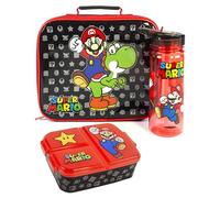 Super Mario Lunch Box Set for Kids | Yoshi Childrens School Food Bag, BPA Free Water Bottle 580ML & Snack Pot | Gamer Merchandise Gifts One Size