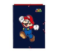 Safta Carpeta folio 3 solapas SUPER MARIO WORLD resistente 26x36.5 cm Azul marino