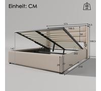 Superaly - Cama tapizada 160 x 200 cm con espacio de almacenamiento, cama doble con somier de láminas de madera, cama juvenil con cabecero acolchado, estructura de cama con estructura de metal, lino,