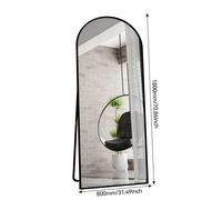 Superaly - Espejo de cuerpo entero con arco negro de 180 x 80 cm, espejo de pie curvo, para colgar o apoyar en la pared, espejo de cuerpo entero de suelo a techo, espejo de pie con soporte para dormit