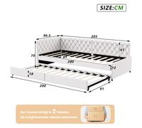 Superaly Extendable Sofa Bed with Headboard, 90/180 x 200 cm, Day Sofa Bed, Flannel, Beige/Gray, for Living Room, Mattress Not Included Beige