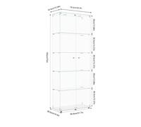 Superaly - Vitrina de cristal blanco de 163.9 cm Con luz LED colección , con 2 puertas, 4 estantes y cerradura, vitrina de muebles transparente, caja de almacenamiento para sala de estar o bar White