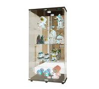 Superaly - Vitrina de cristal negro de 164 cm Con luz LED para colección , con 2 puertas, 4 estantes y cerradura, vitrina de muebles transparente, caja de almacenamiento para sala de estar o bar Black