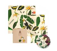 SuperBee Beeswax Wraps, Envoltorios de Cera de Abeja | Set de 3 Tamaños: Pequeño, Mediano y Grande | Jungle | Reutilizable, Eco Friendly, Zero Waste