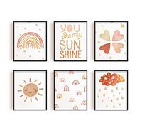 SUPERDANT 6 PCS/Set Impresiones En Lienzo Sin Marco You Are My Sunshine Canvas Wall Art Print Heart Rainbow Boho Wall Art Prints Sunshine Nursery Decor