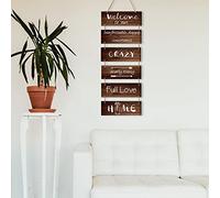SUPERDANT 6 pieza Bienvenido A Nuestro Hogar Letreros de Madera para Puerta Placa Decorativa Rústico Letrero de Bienvenida de Listones Montado En la Pared Decoración de Arte de Pared 90x30 cm
