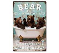 SUPERDANT Cartel de chapa de metal divertido oso decorativo vintage póster de metal peculiar arte mural placa de estaño pintura baño dormitorio bañera garajes decoración del hogar regalos decoración
