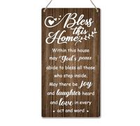 SUPERDANT Letrero de madera Bless This Home, decoración rústica, montado en la pared, 30 x 16 x 0,5 cm, decoración del hogar